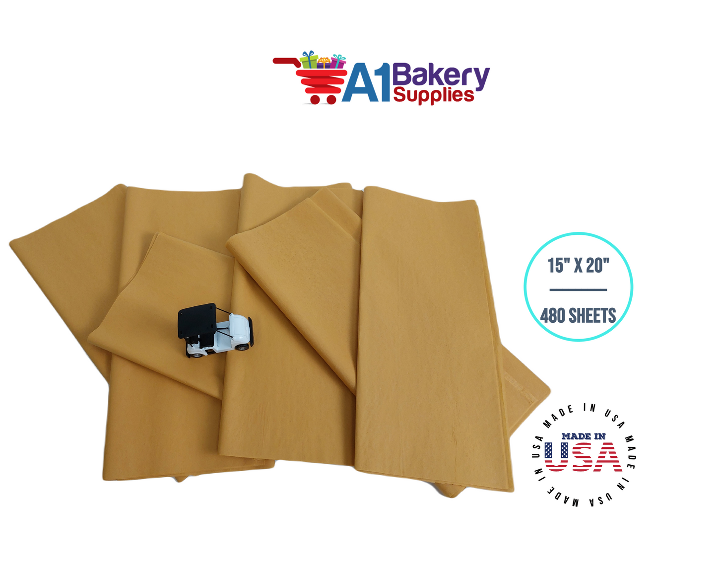 Noble gold Tissue Paper Squares, Bulk 480 Sheets, Premium Gift Wrap and Art Supplies for Birthdays, Holidays, or Presents by A1BakerySupplies, Large 15 Inch x 20 Inch