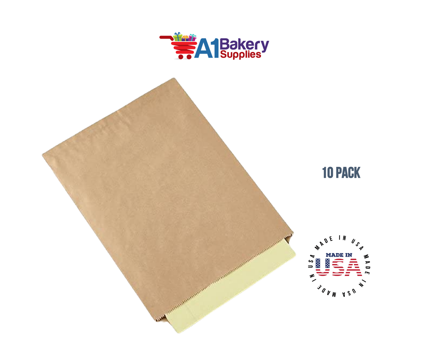 Kraft Brown Flat Paper Merchandise Bags 10 pack by A1 Bakery supplies (4x6)