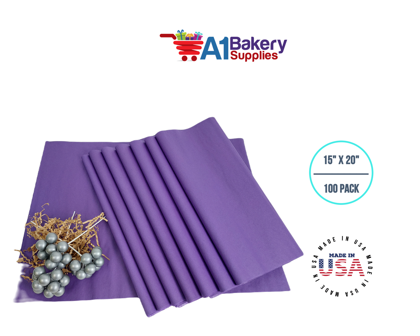 Purple Color Gift Wrap Tissue Paper 15 Inch x 20 Inch - 100 Sheets Pack