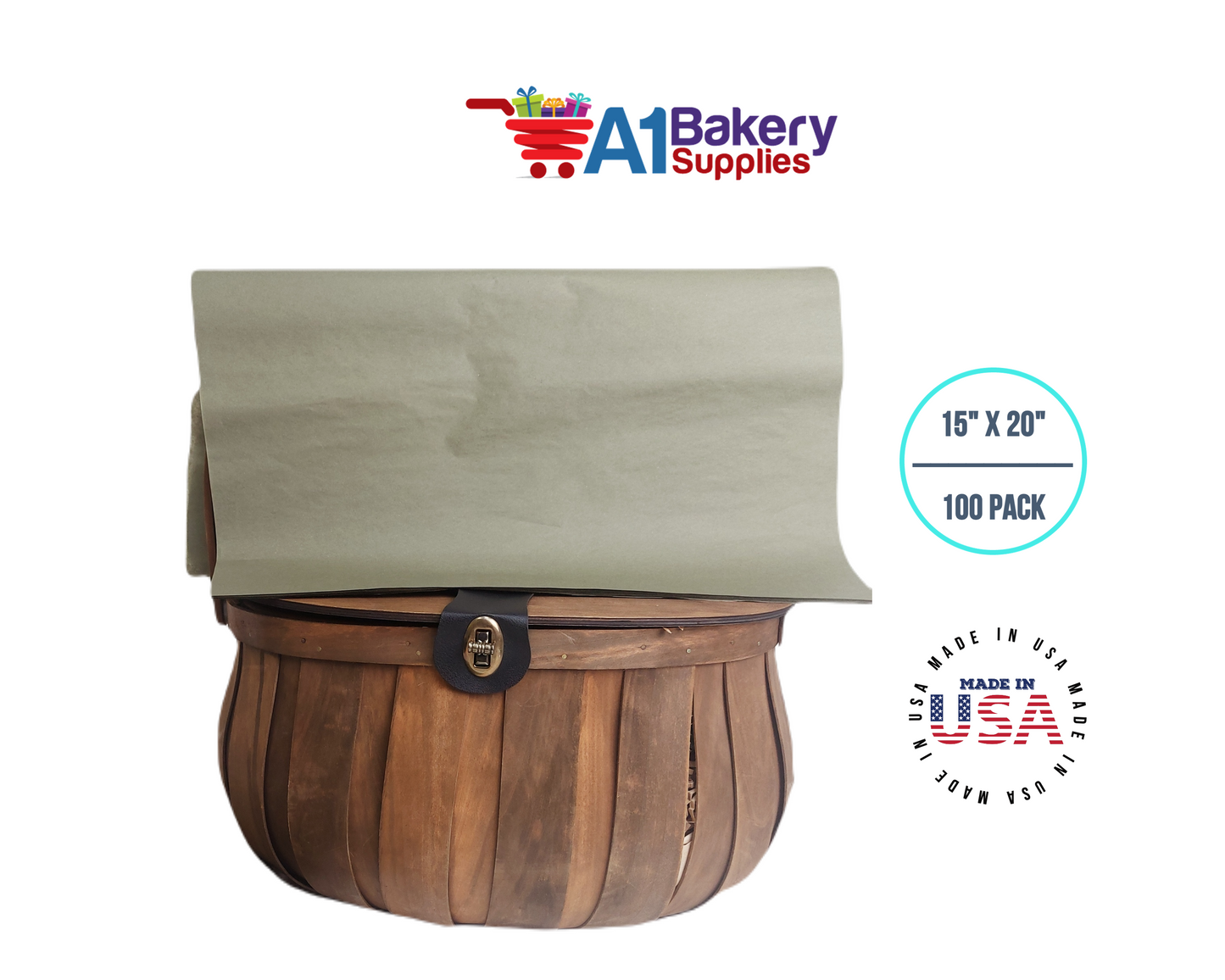 Tapestry Green Tissue Paper Squares, Bulk 100 Sheets, Premium Gift Wrap and Art Supplies for Birthdays, Holidays, or Presents by A1BakerySupplies, Medium 15 Inch x 20 Inch