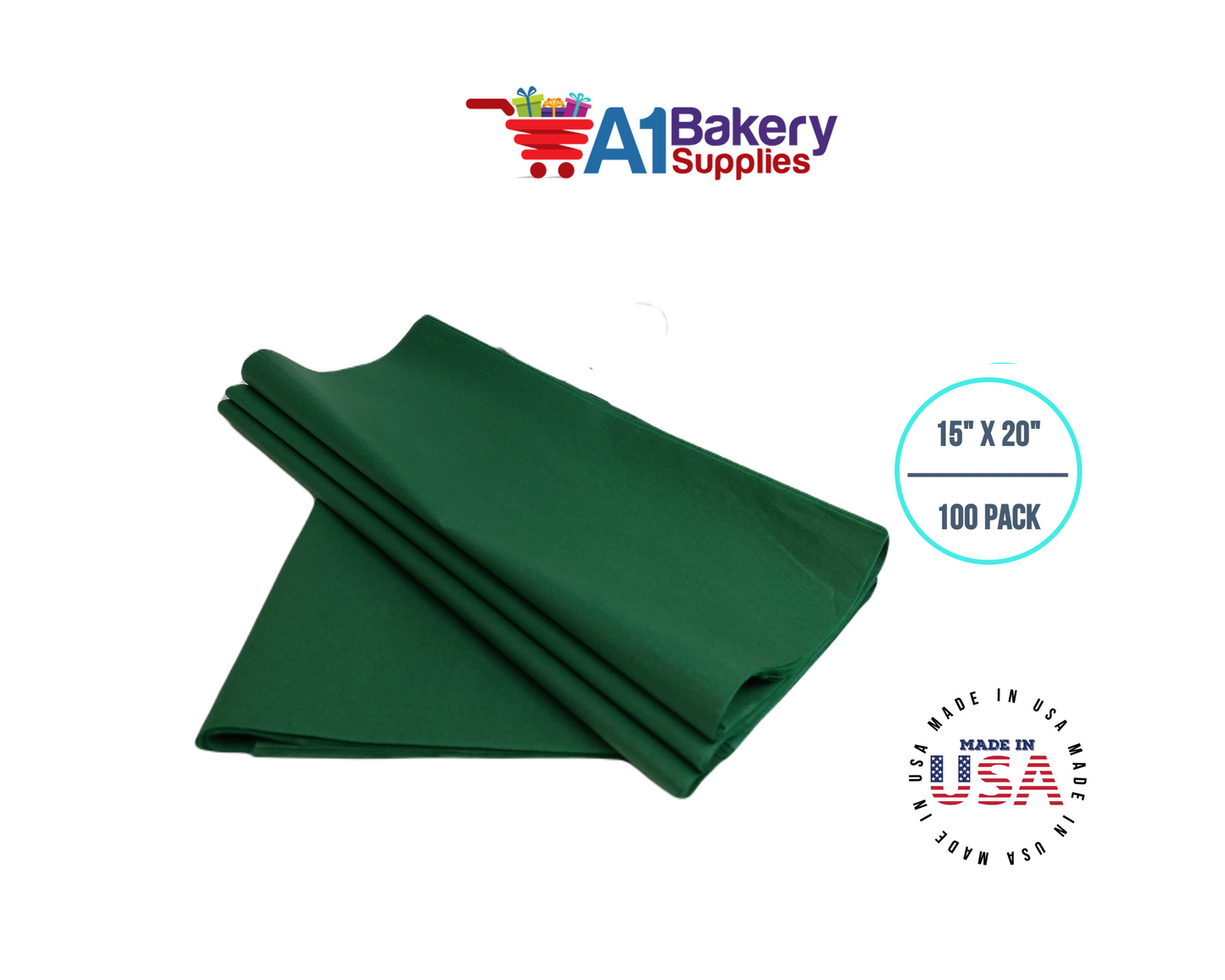 Holiday Green Wrap Tissue Paper 15 Inch X 20 Inch - 100 Sheets