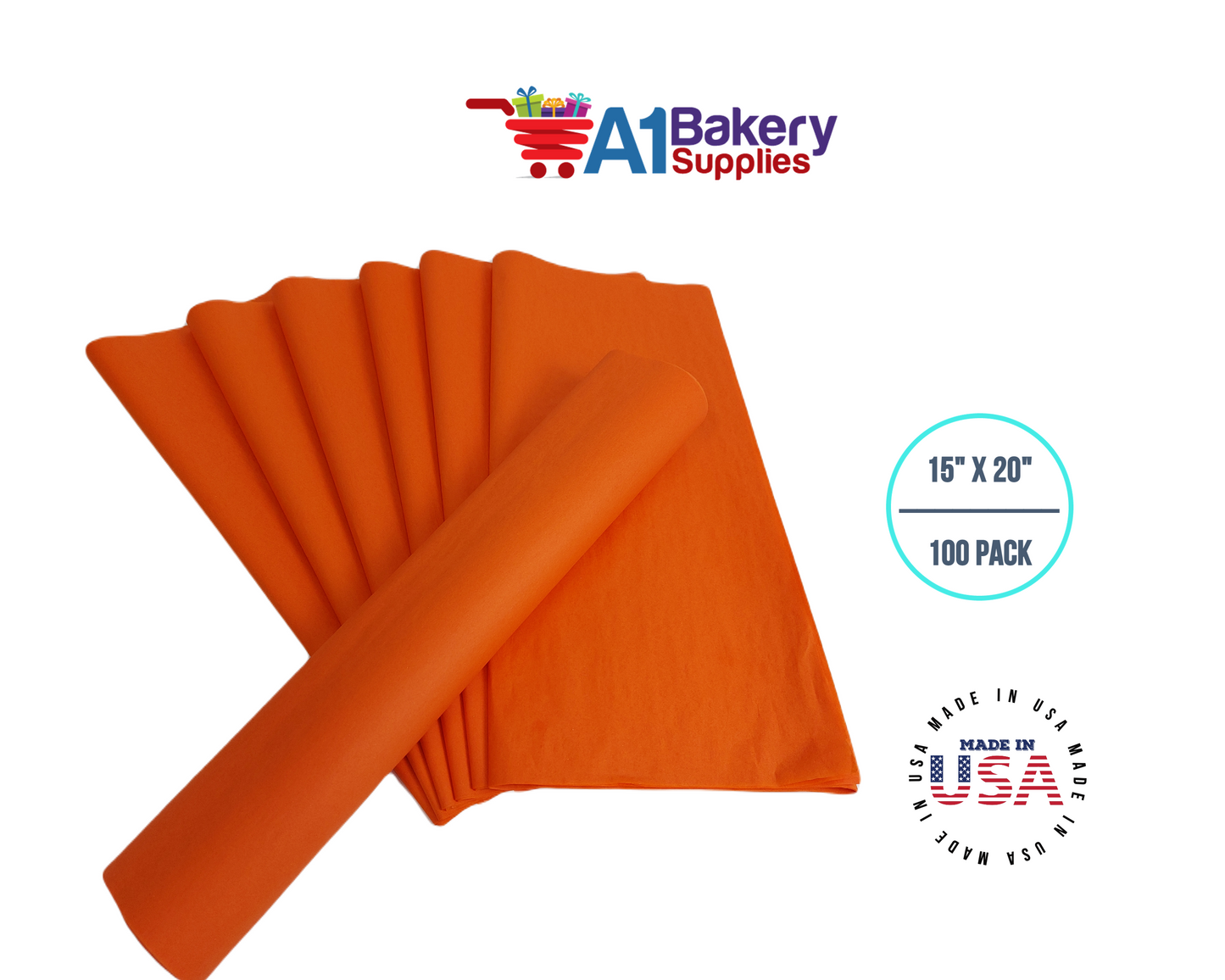 Orange Tissue Paper Squares, Bulk 100 Sheets, Premium Gift Wrap and Art Supplies for Birthdays, Holidays, or Presents Large 15 Inch x 20 Inch