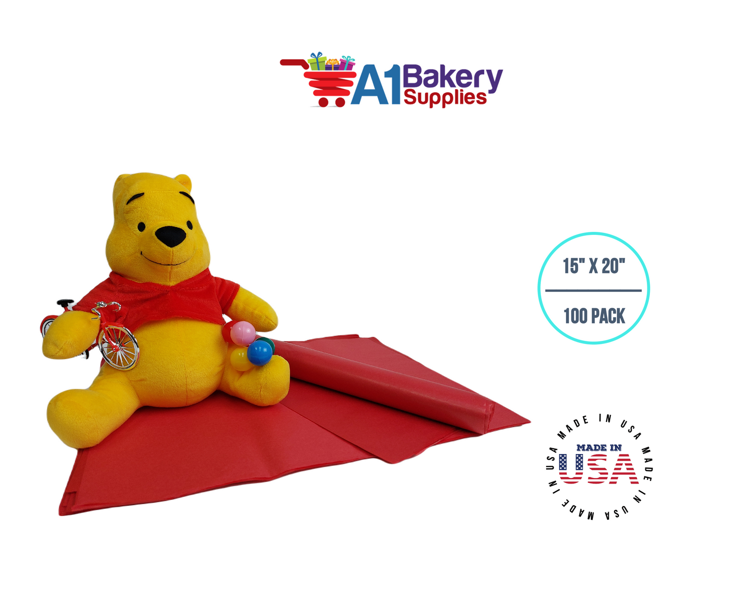 Red Tissue Paper 15 Inch x 20 Inch - 100 Sheets