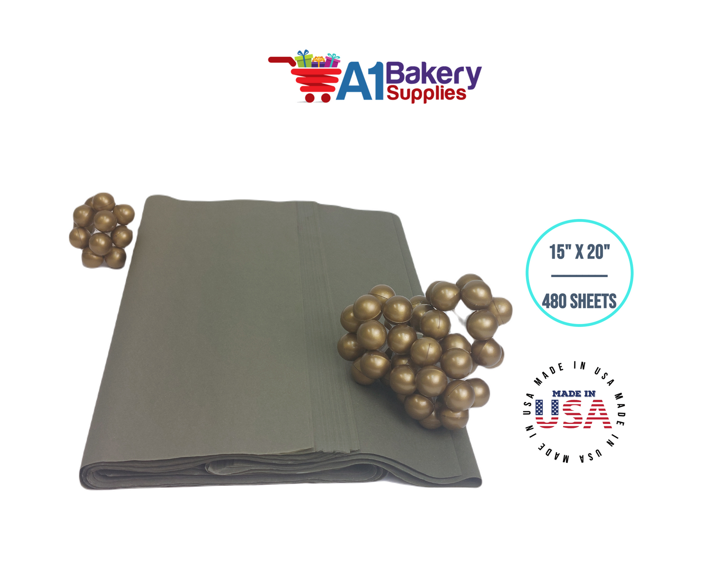 Tapestry Green Tissue Paper Squares, Bulk 480 Sheets, Premium Gift Wrap and Art Supplies for Birthdays, Holidays, or Presents by A1BakerySupplies, Large 15 Inch x 20 Inch