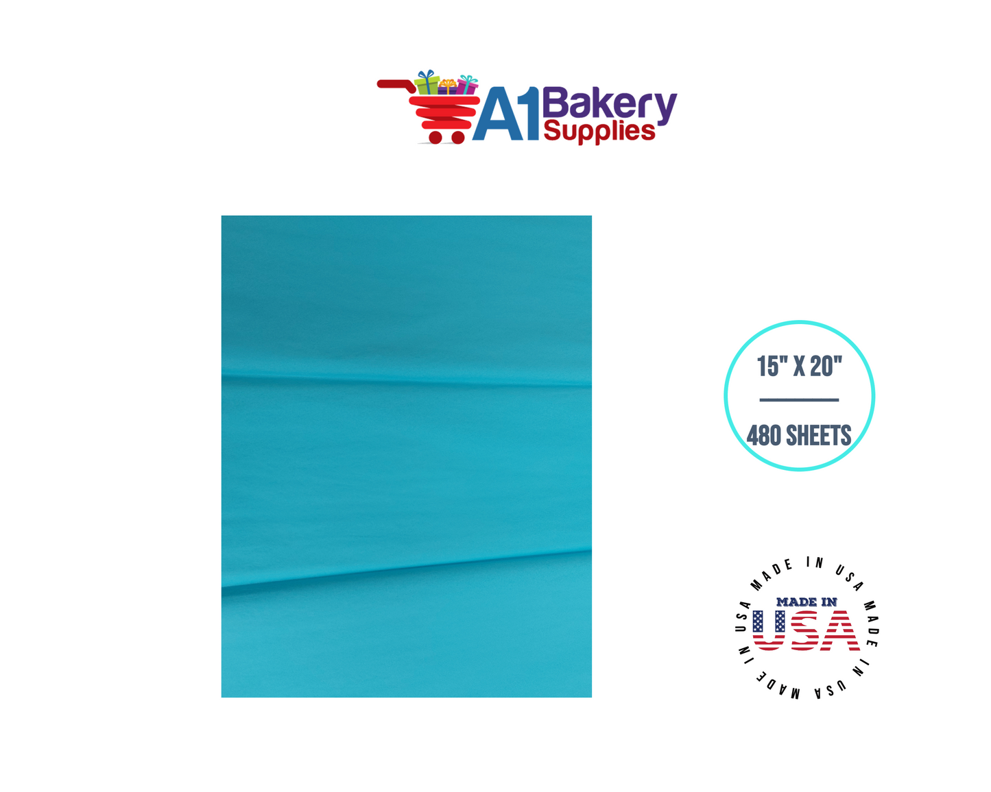 Oxford Blue Tissue Paper Squares, Bulk 480 Sheets, Premium Gift Wrap and Art Supplies for Birthdays, Holidays, or Presents by A1BakerySupplies, Large 15 Inch x 20 Inch