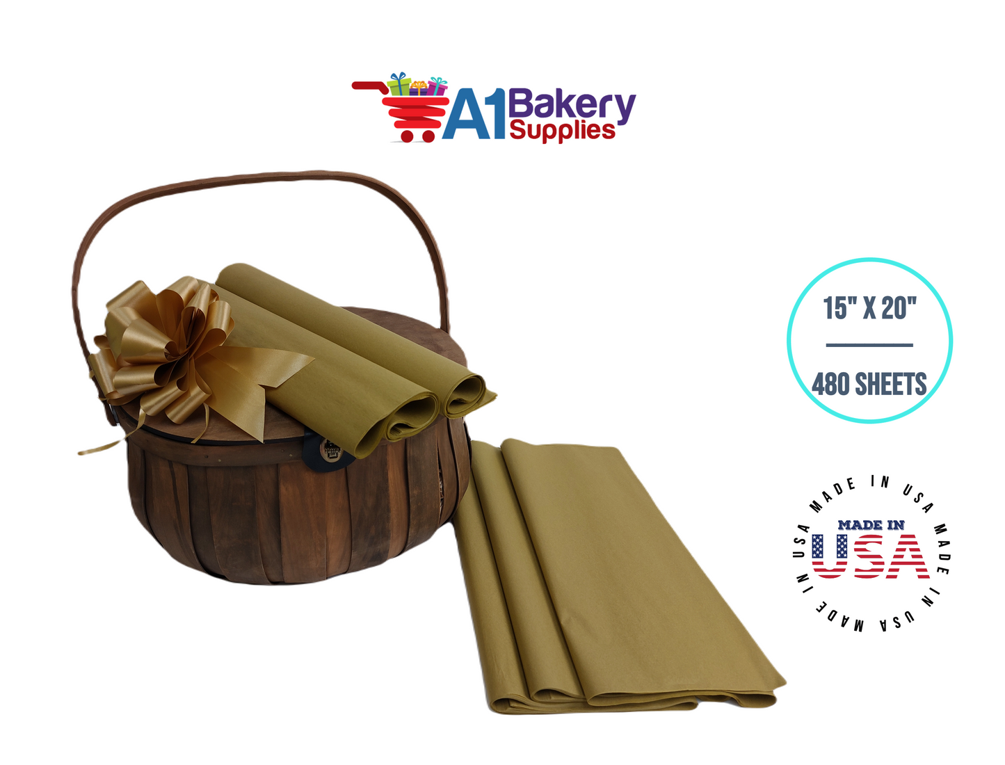 Antique Gold Gift Wrap Tissue Paper 15 Inch x 20 Inch - 480 Sheets Pack