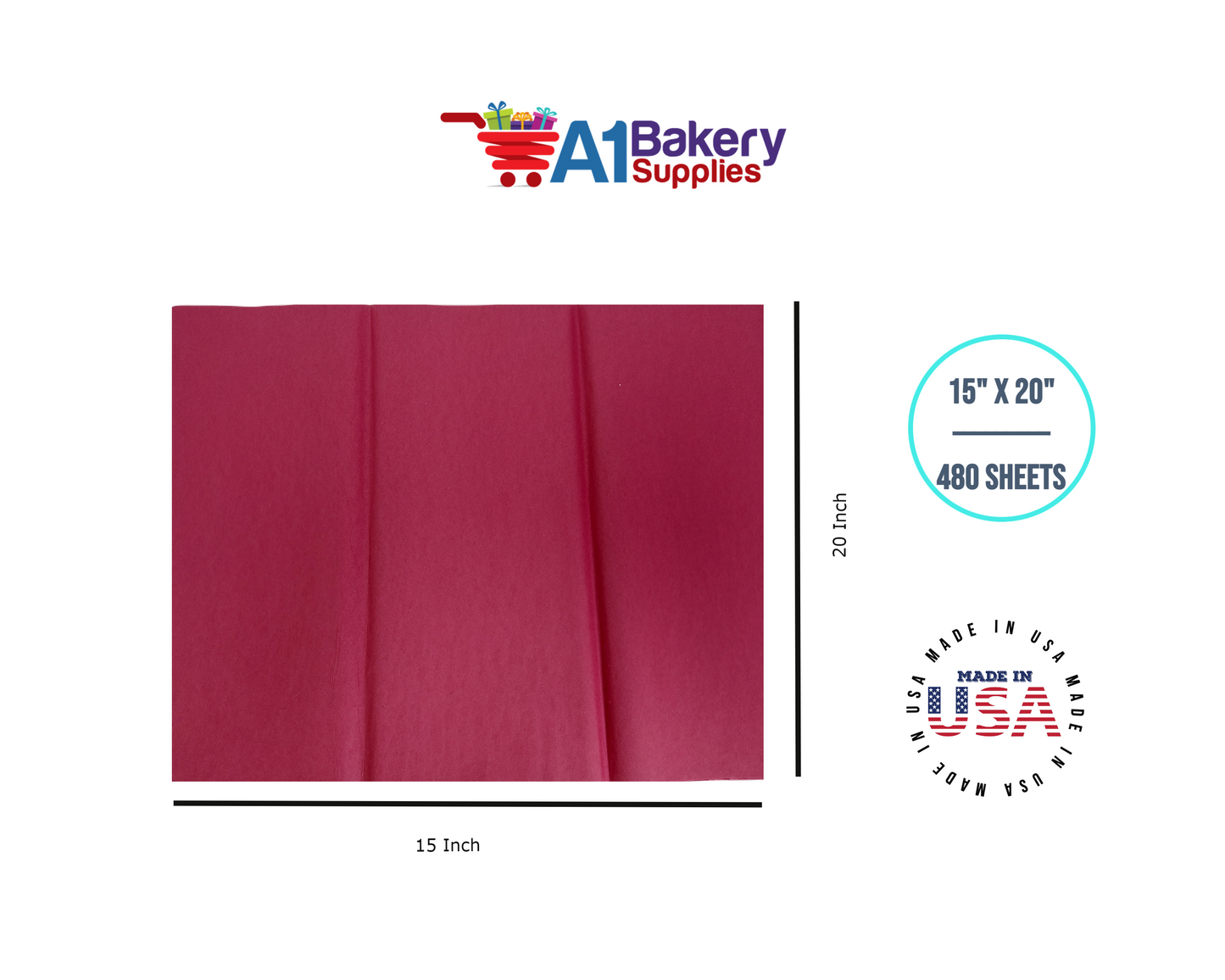 Cranberry Color Tissue Paper 15 Inch x 20 Inch - 480 Sheets