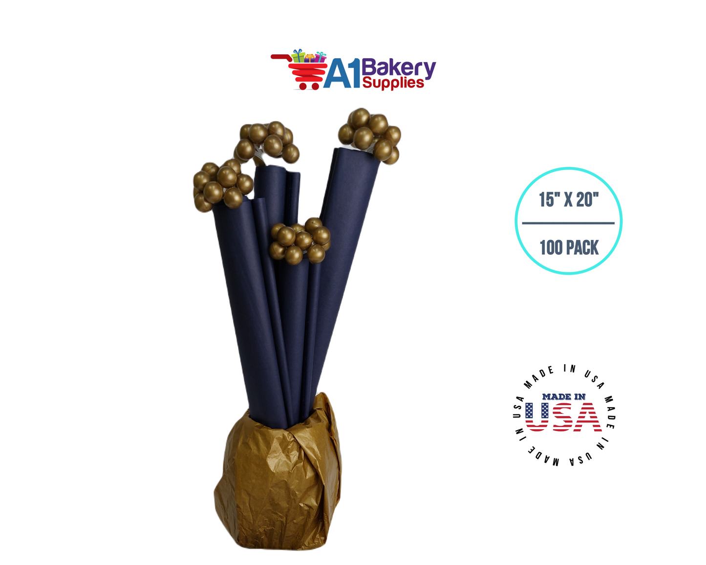 Navy Blue Tissue Paper 15 Inch x 20 Inch - 100 Sheets