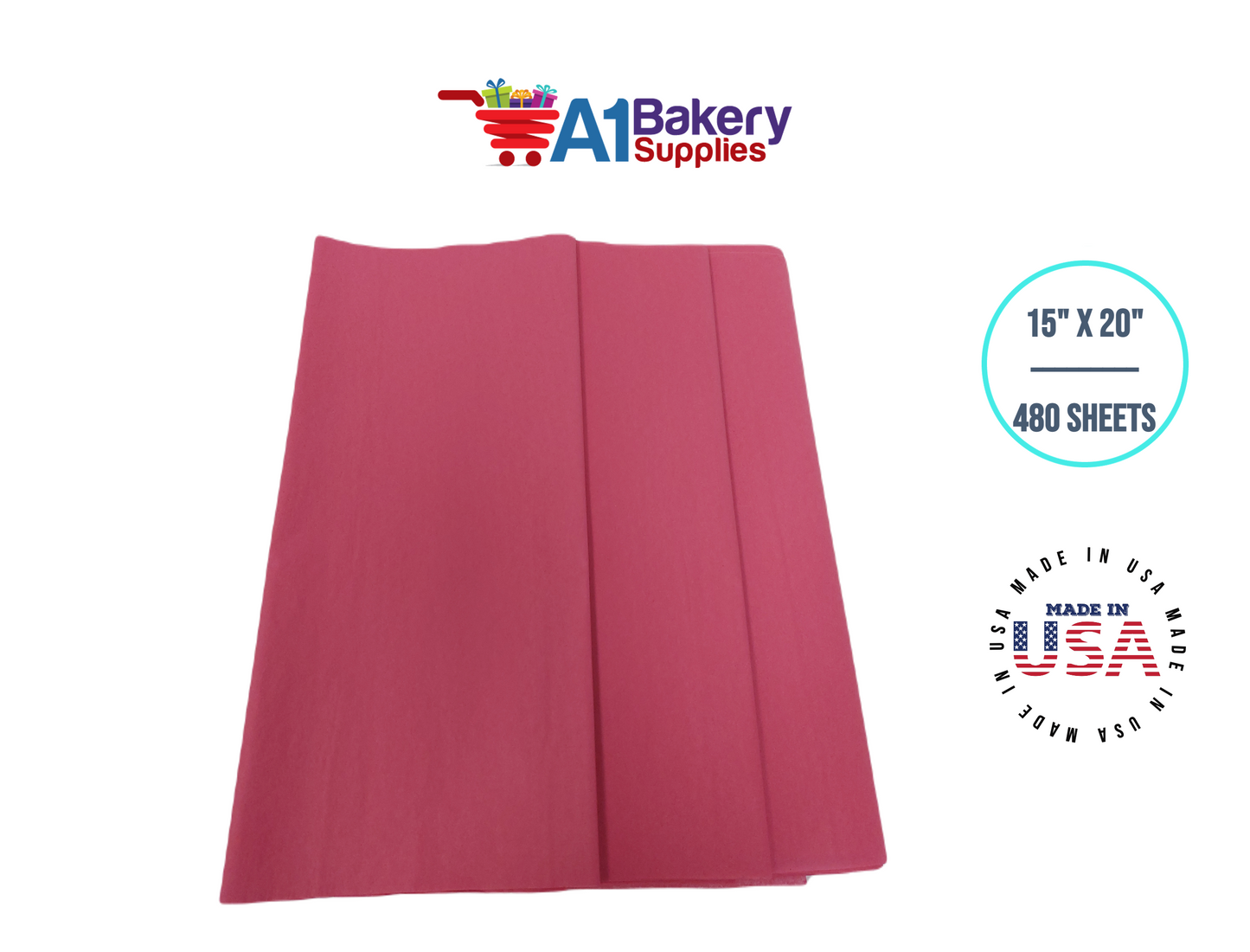 Azalea Pink High Quality Gift Wrap Color Tissue Paper - Made in USA 15 Inch x 20 Inch - 480 Sheets per Pack