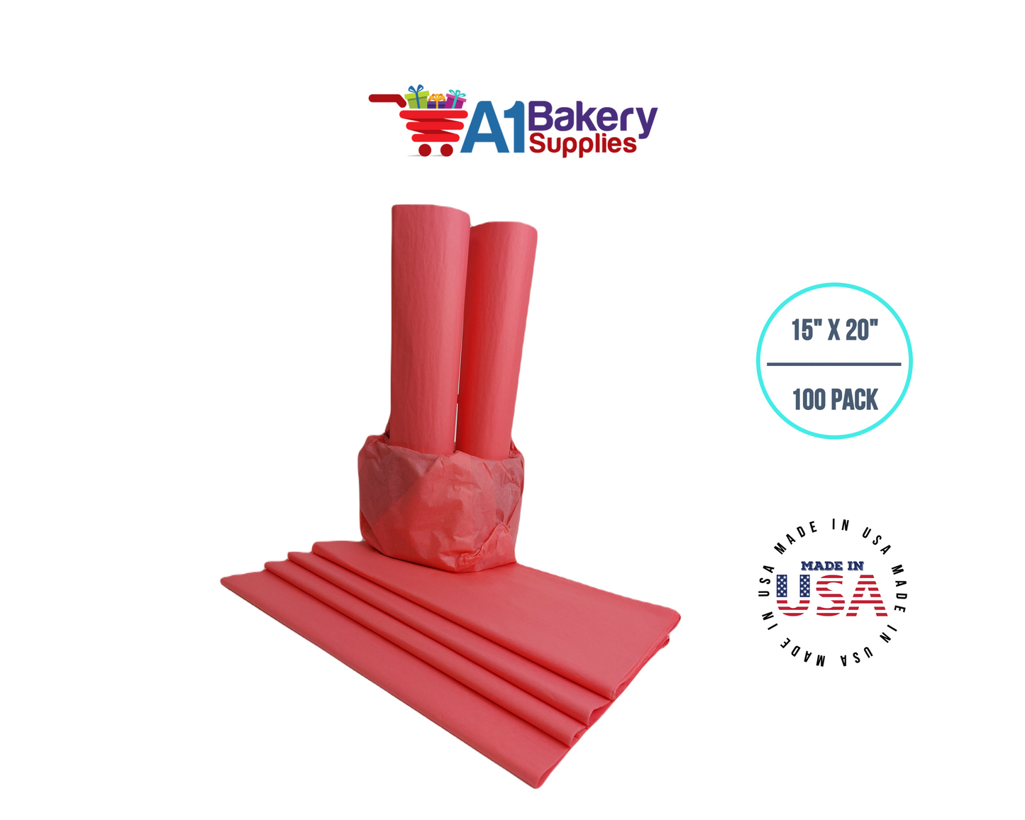 Coral Pink Color Gift Wrap Tissue Paper 15 Inch x 20 Inch - 100 Sheets Pack