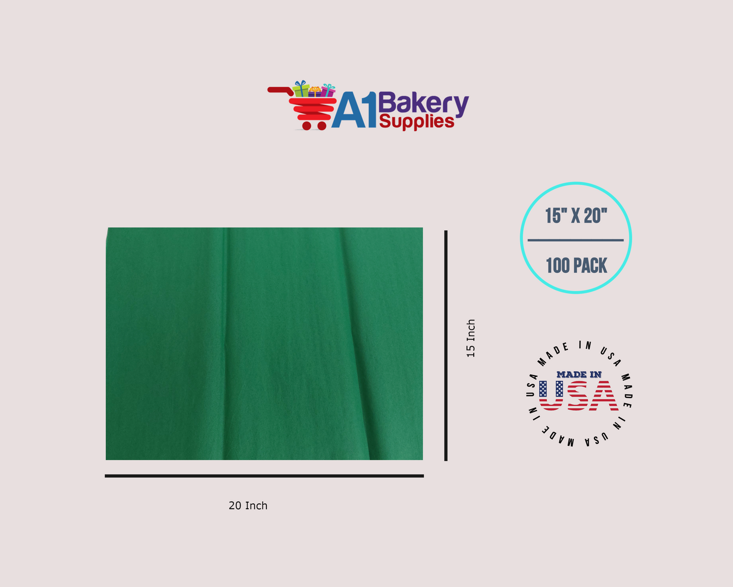 Emerald Green Tissue Paper Squares, Bulk 100 Sheets, Premium Gift Wrap and Art Supplies for Birthdays, Holidays, or Presents Large 15 Inch x 20 Inch