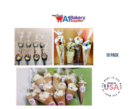 Clear Cellophane Cone Bags for Treat & Favor 6 Inch X 10 Inch 10 Pack by A1 Bakery Supplies