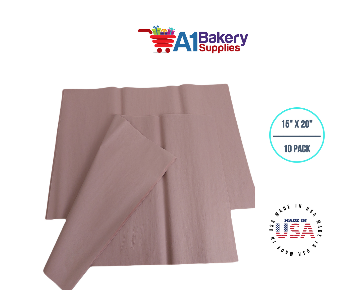 Rose gold Tissue Paper Squares, Bulk 10 Sheets, Premium Gift Wrap and Art Supplies for Birthdays, Holidays, or Presents by A1BakerySupplies, Large 15 Inch x 20 Inch