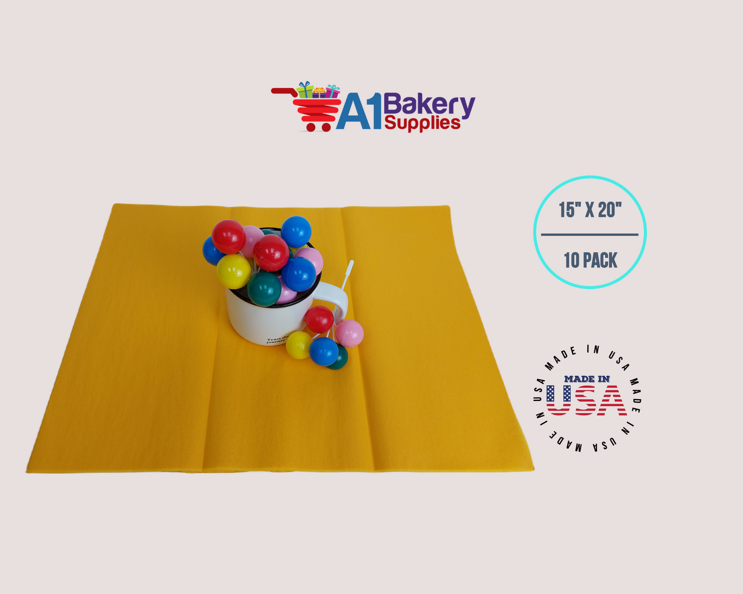 Goldenrod Tissue Paper Squares, Bulk 10 Sheets, Premium Gift Wrap and Art Supplies for Birthdays, Holidays, or Presents by A1BakerySupplies, Small 15 Inch x 20 Inch