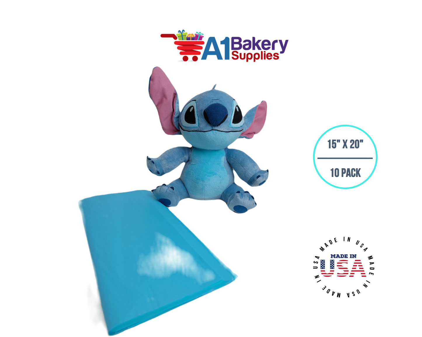 Oxford Blue Tissue Paper Squares, Bulk 10 Sheets, Premium Gift Wrap and Art Supplies for Birthdays, Holidays, or Presents by A1BakerySupplies, Small 15 Inch x 20 Inch