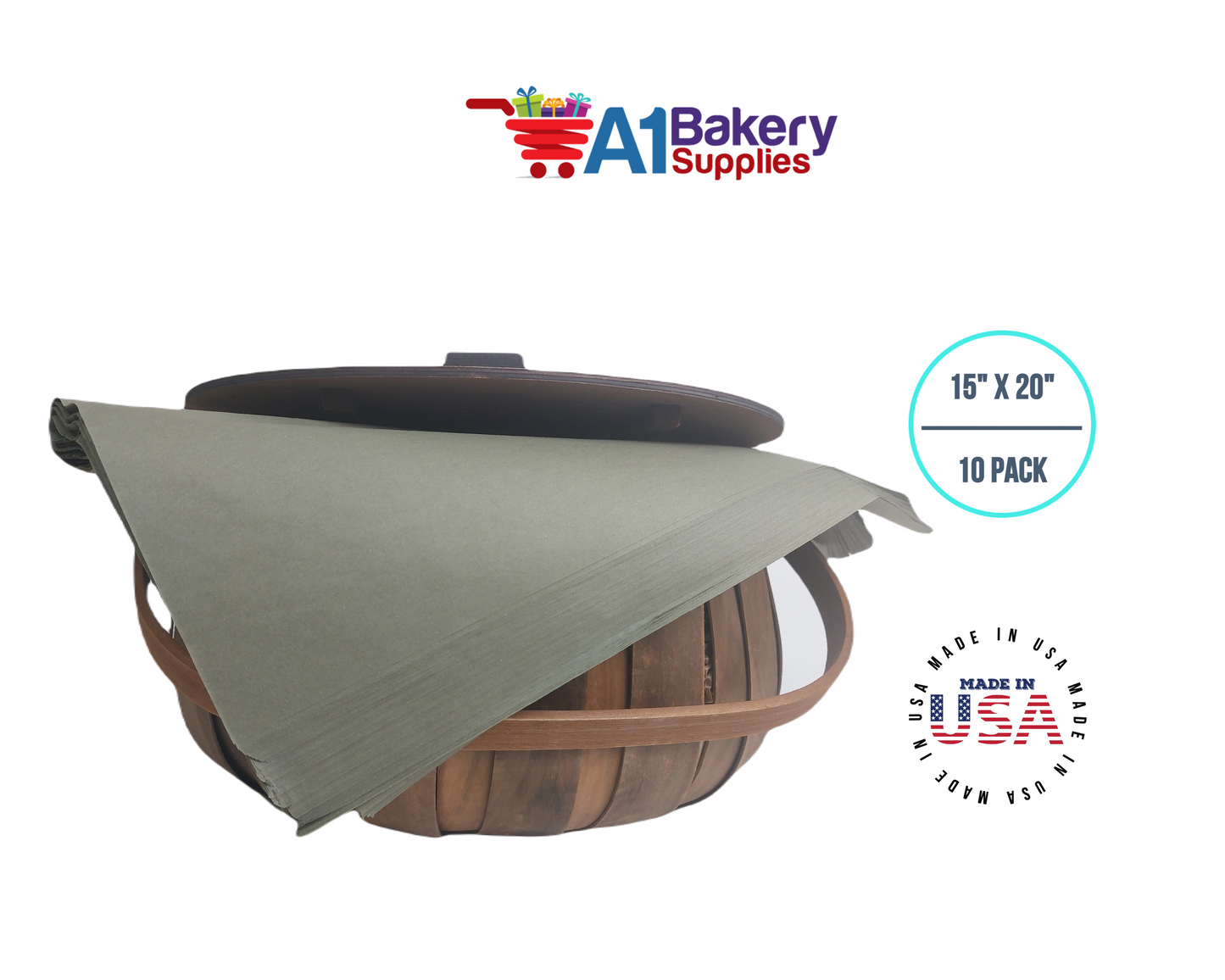 Tapestry Green Tissue Paper Squares, Bulk 10 Sheets, Premium Gift Wrap and Art Supplies for Birthdays, Holidays, or Presents by A1BakerySupplies, Small 15 Inch x 20 Inch