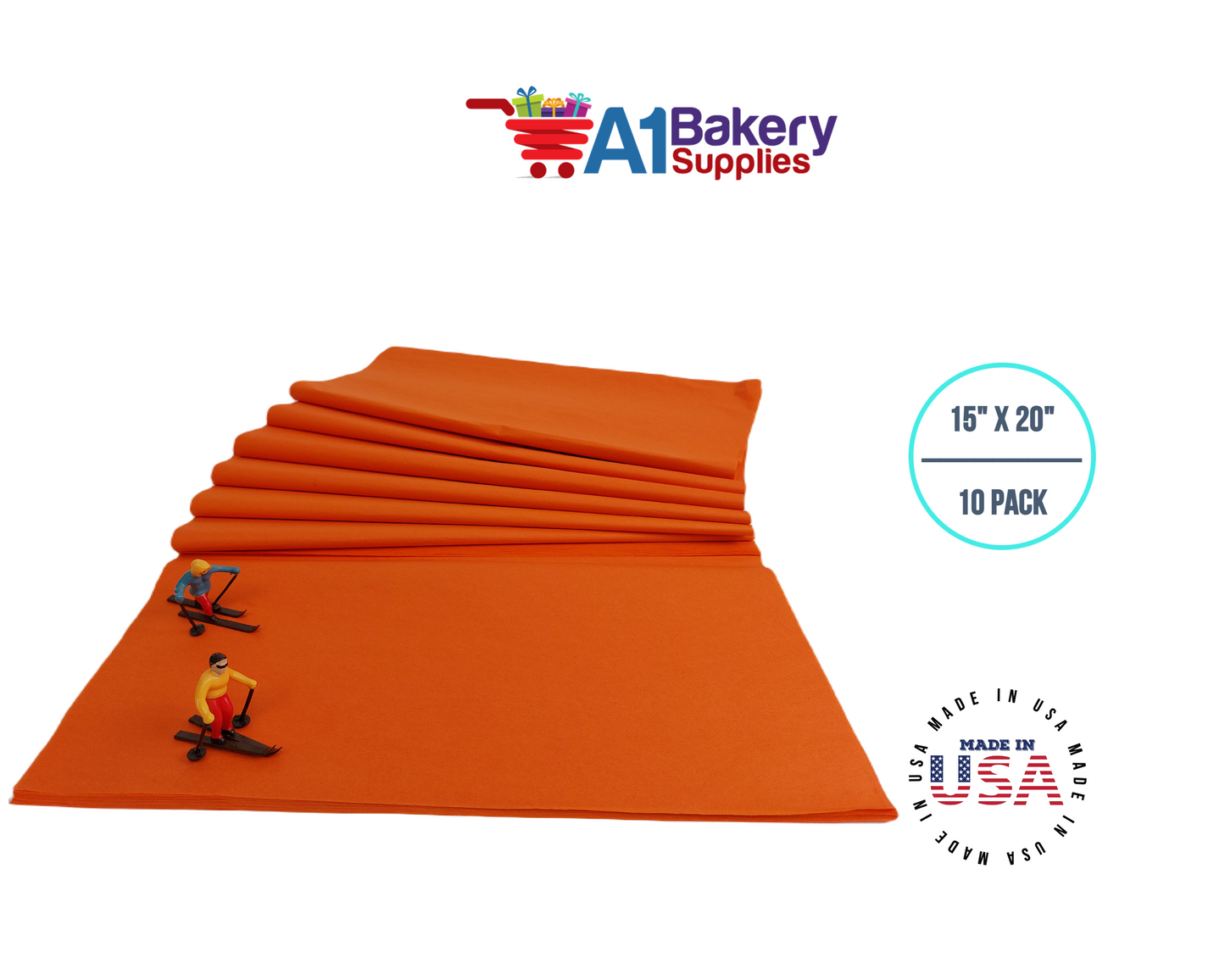 Orange Tissue Paper Squares, Bulk 10 Sheets, Premium Gift Wrap and Art Supplies for Birthdays, Holidays, or Presents by A1BakerySupplies, Large 15 Inch x 20 Inch