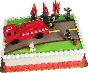 A1 Bakery Supplies Cake Decorating Kit — Fire Truck Cupcake & Cake Topper Set for Birthdays, Baby Showers & Themed Parties — Reusable Food-Safe Plastic Figurines, Made in USA