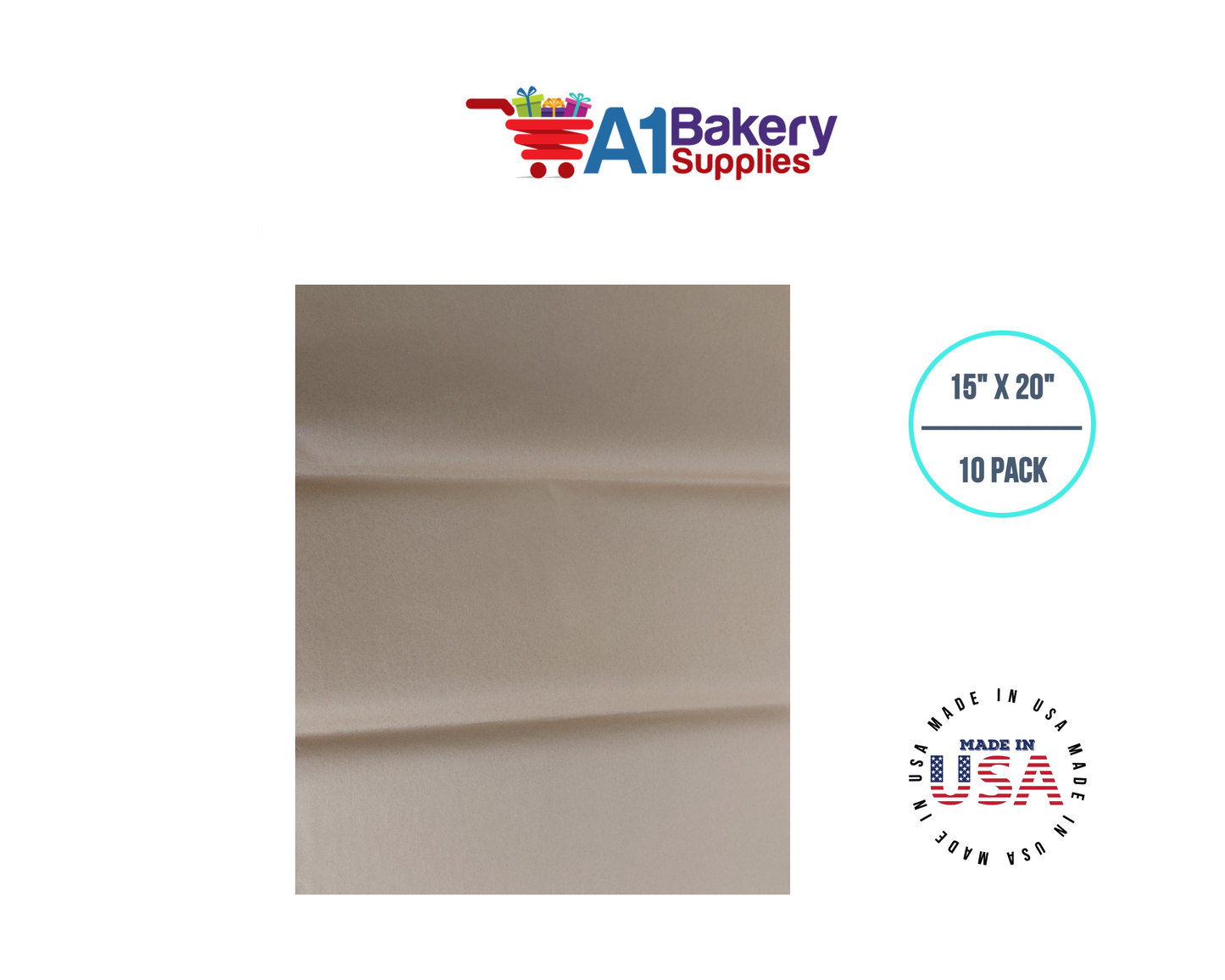 Solid Craft Tissue Paper Squares, Bulk10 Sheets, Premium Gift Wrap and Art Supplies for Birthdays, Holidays, or Presents by A1BakerySupplies, Small 15 Inch x 20 Inch