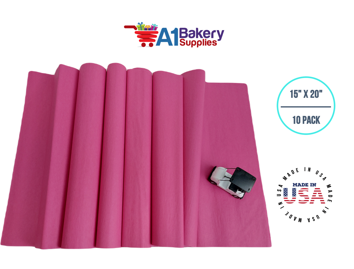 Cerise Pink Tissue Paper Squares, Bulk 10 Sheets, Premium Gift Wrap and Art Supplies for Birthdays, Holidays, or Presents by A1BakerySupplies, Large 15 Inch x 20 Inch