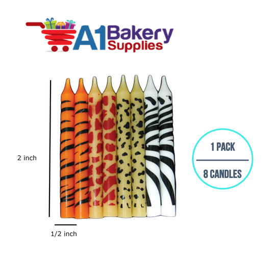 A1BakerySupplies Animal Print Birthday Candles 1 pack for Birthday Cake Decorations and Anniversary