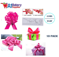 A1BakerySupplies 10 Pieces Pull Bow for Gift Wrapping Gift Bows Pull Bow With Ribbon for Wedding Gift Baskets, 5.5 Inch 20 Loop in Pink Beauty Color