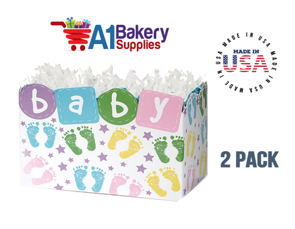 Baby Steps Basket Box, Theme Gift Box, Large 10.25 (Length) x 6 (Width) x 7.5 (Height), 2 Pack