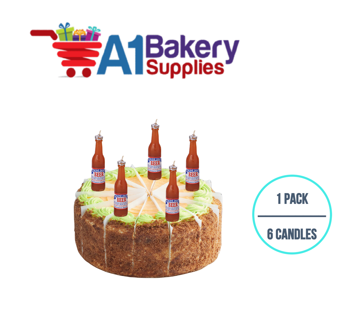 A1BakerySupplies Beer Bottle Novelty Candles 1 pack for Birthday Cake Decorations and Anniversary