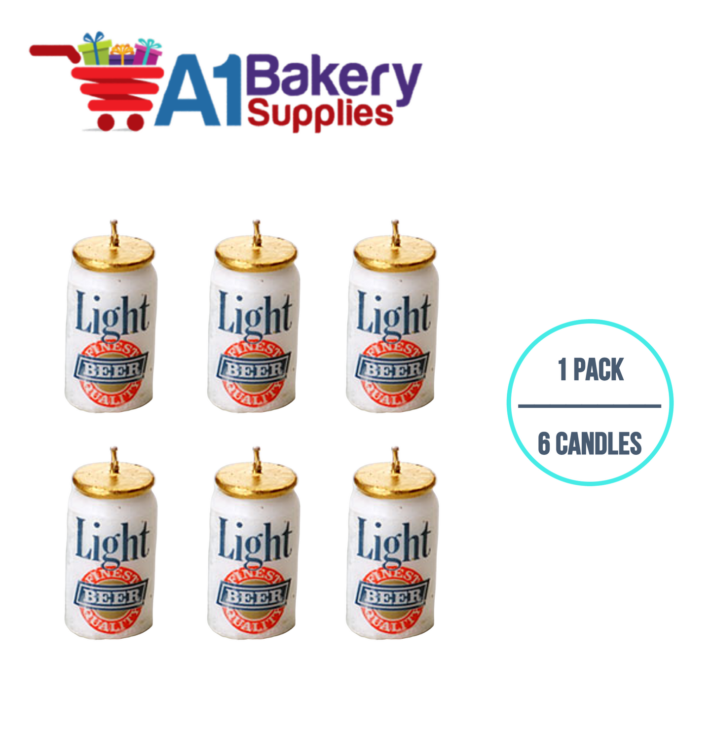 A1BakerySupplies Beer Can Novelty Candles 1 pack for Birthday Cake Decorations and Anniversary