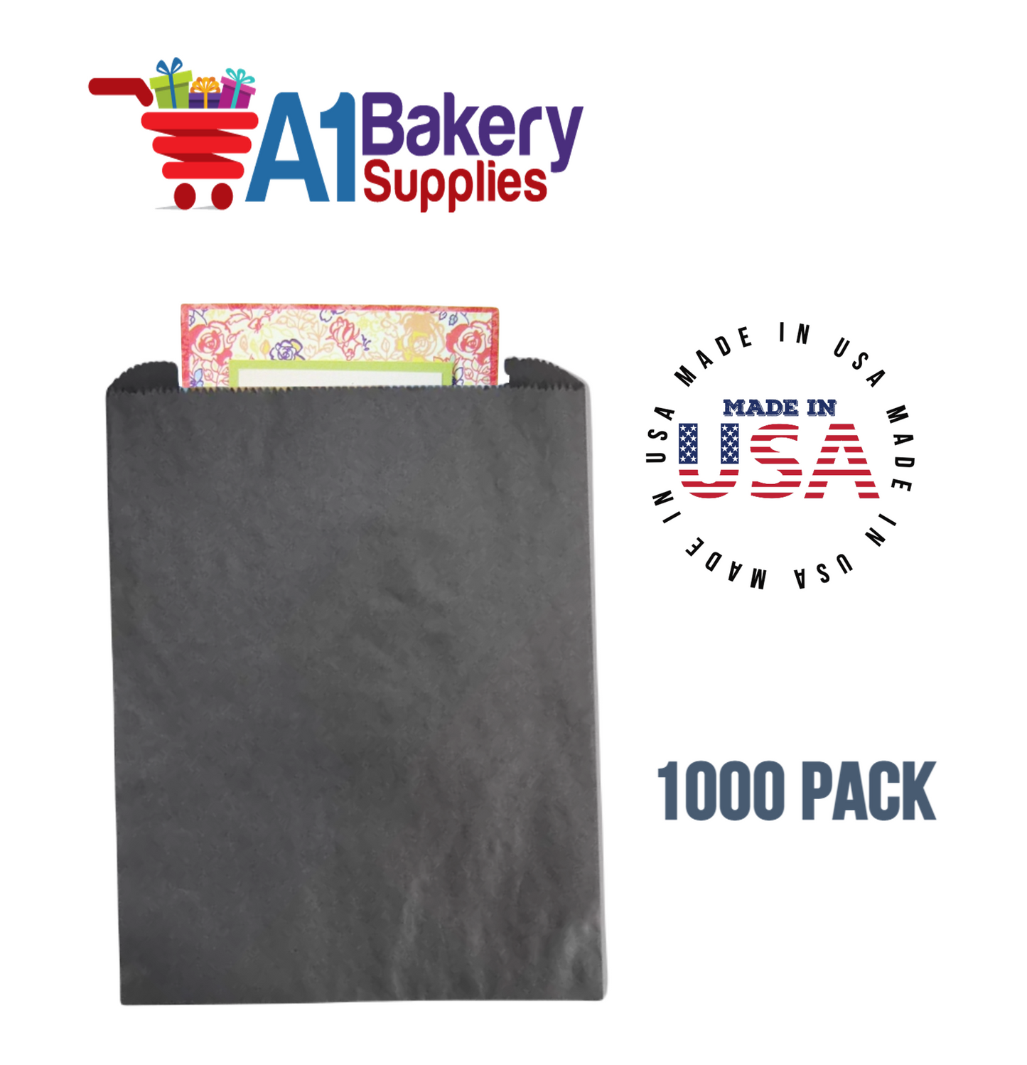 Black Flat Merchandise Bags, Medium, 1000 Pack - 10"x13"