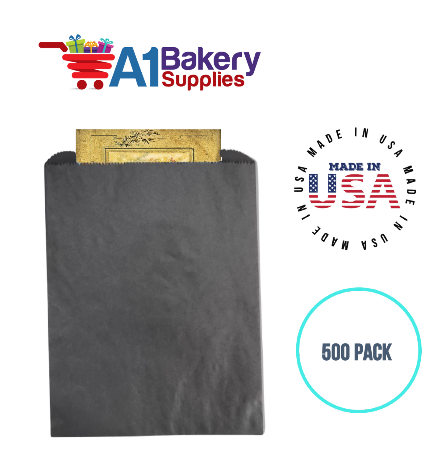 Black Flat Merchandise Bags, Medium, 500 Pack - 8.5"x11"