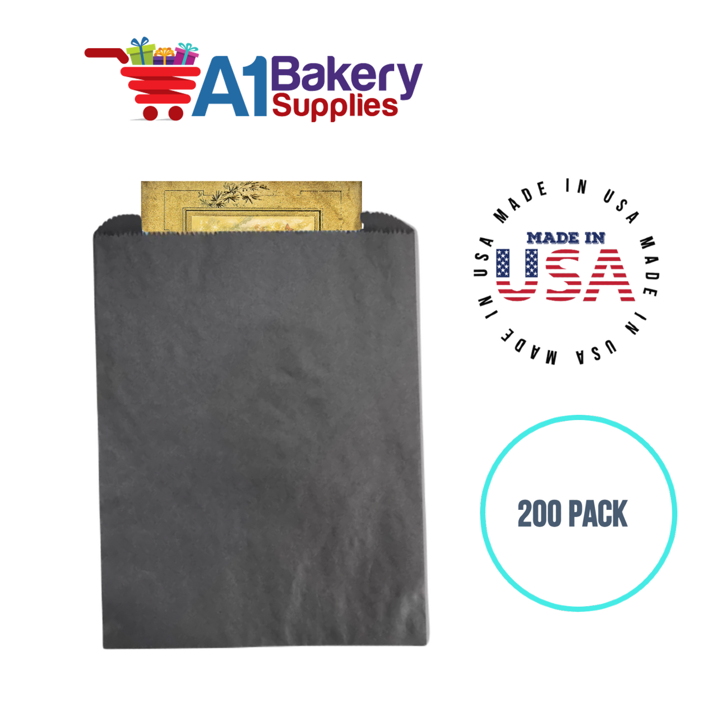 Black Flat Merchandise Bags, Medium, 200 Pack - 8.5"x11"