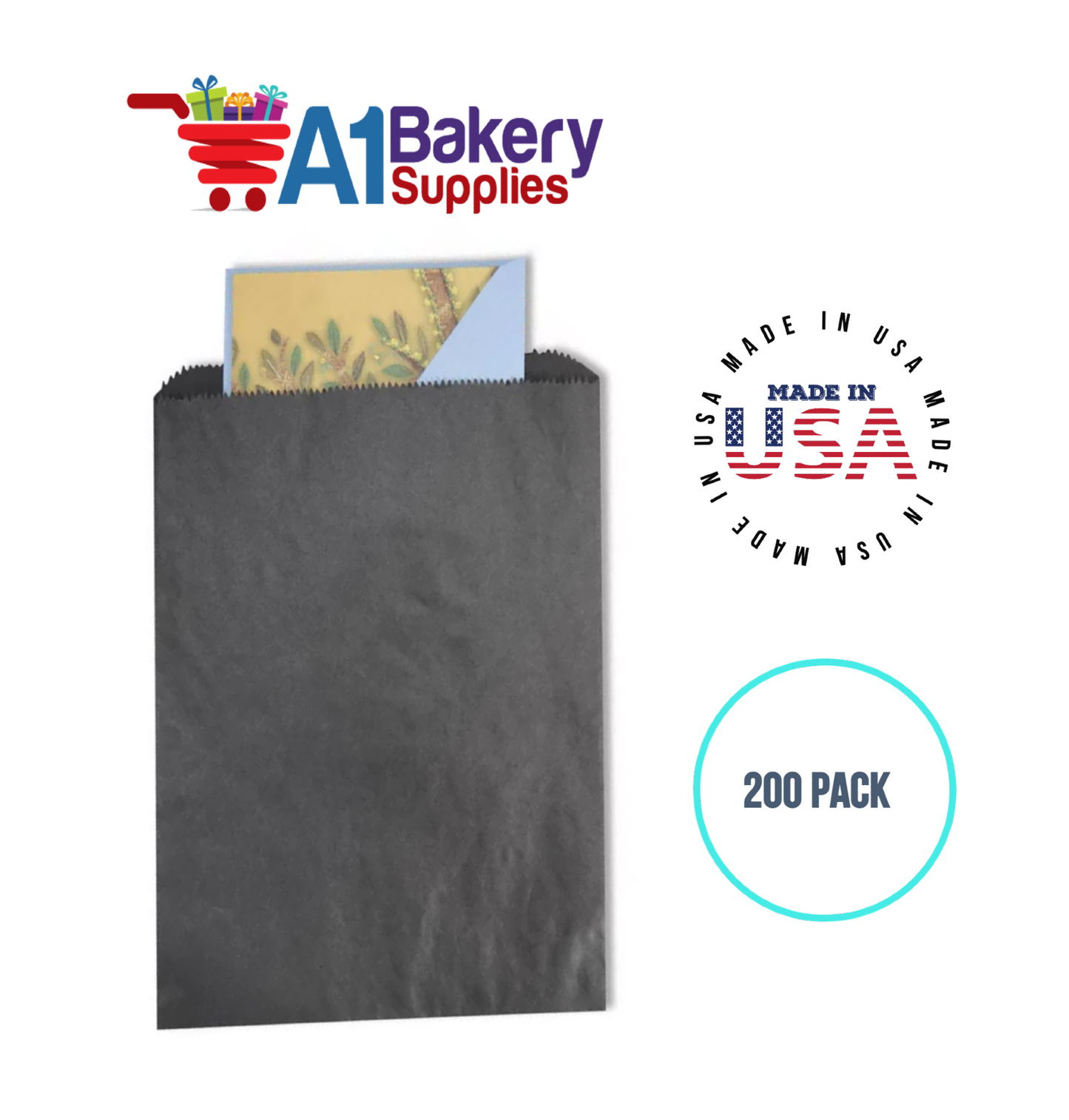 Black Flat Merchandise Bags, Medium, 200 Pack - 10"x13"