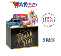 Black & Gold Thanks Basket Box, Theme Gift Box, Small 6.75 (Length) x 4 (Width) x 5 (Height), 2 Pack