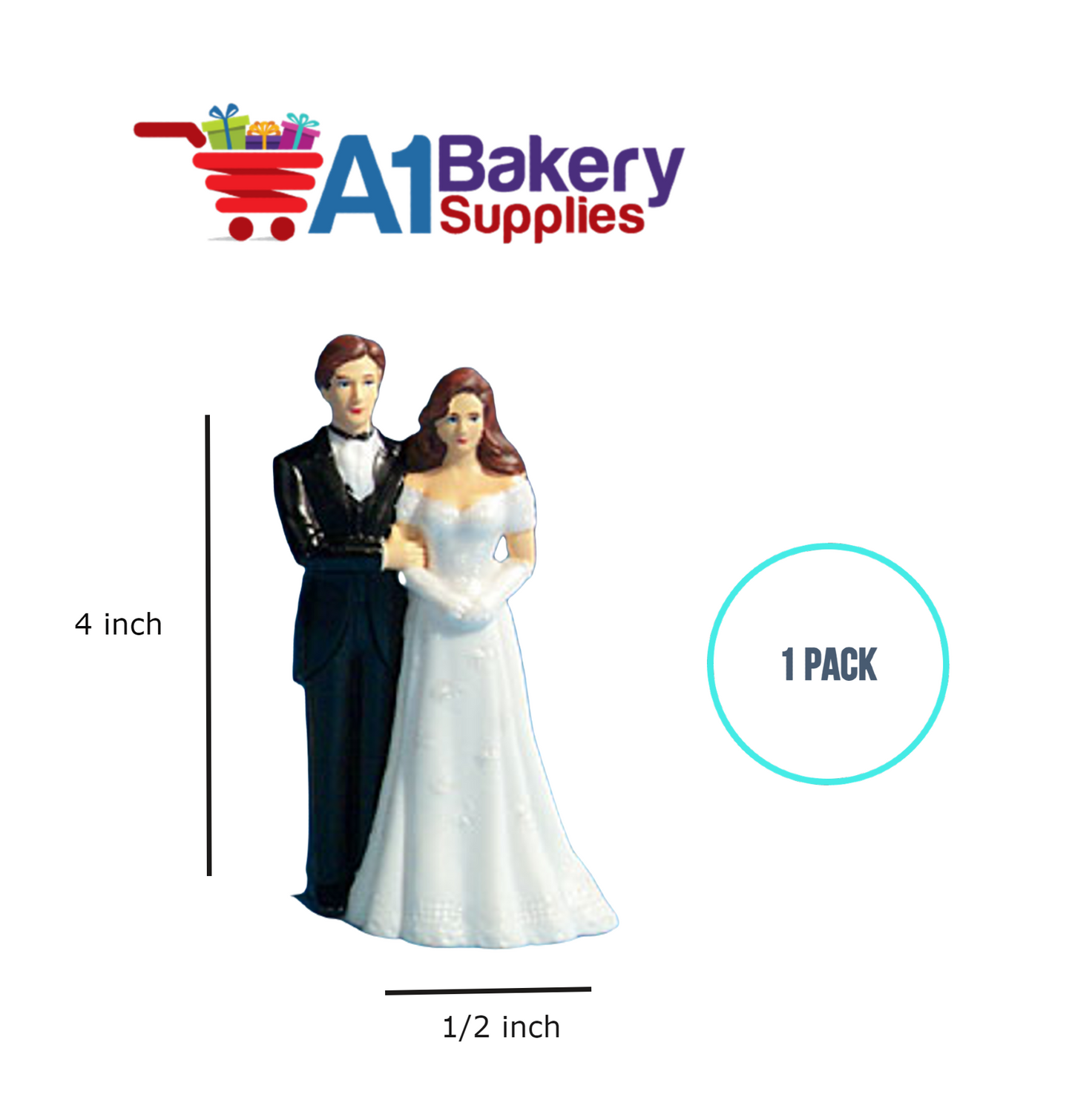 A1BakerySupplies Bride & Groom Pl. 1 pack Wedding Accessories for Birthday Cake Decorations and Marriages