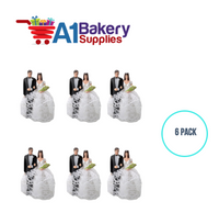 A1BakerySupplies Bride & Groom W/Lace Dress 6 pack Wedding Accessories for Birthday Cake Decorations and Marriages