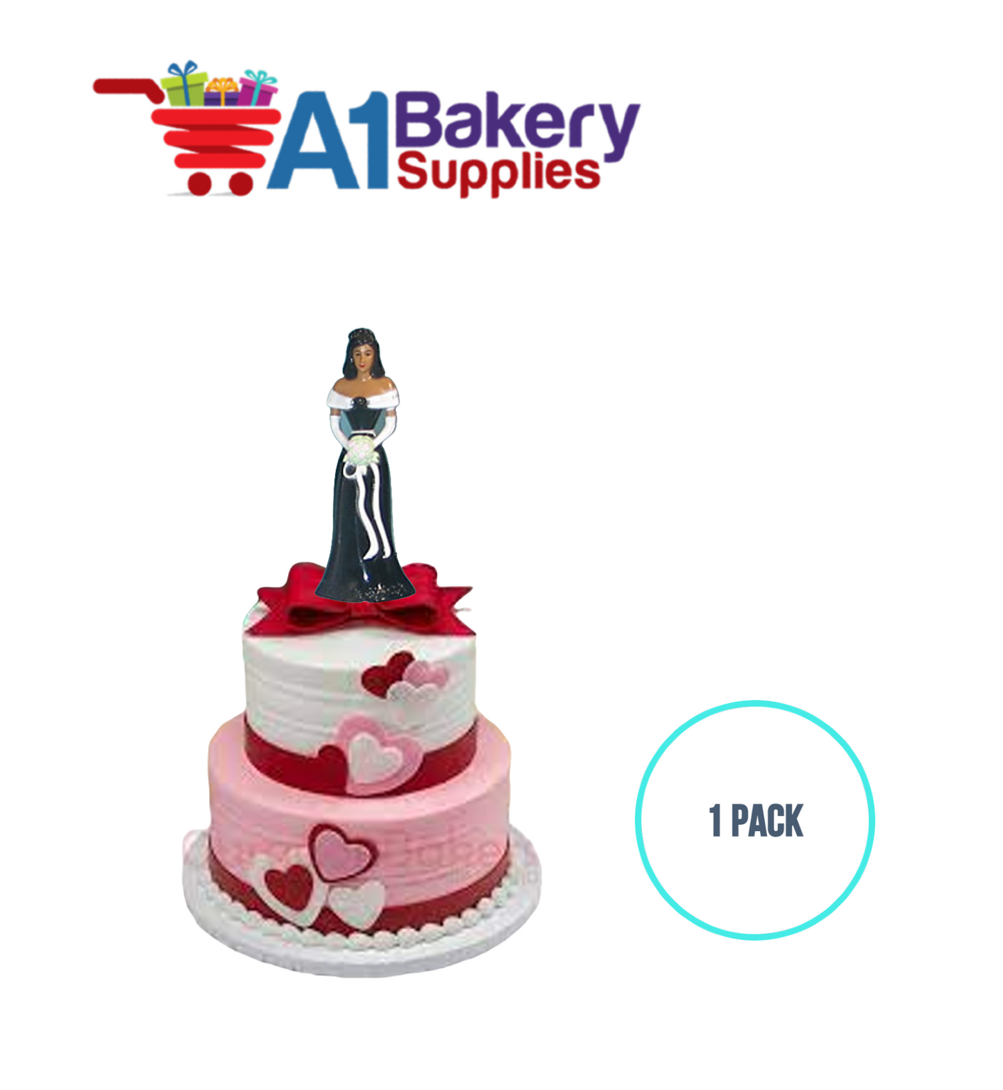 A1BakerySupplies Bridesmaid - Black - A.A. 1 pack Wedding Accessories for Birthday Cake Decorations and Marriages