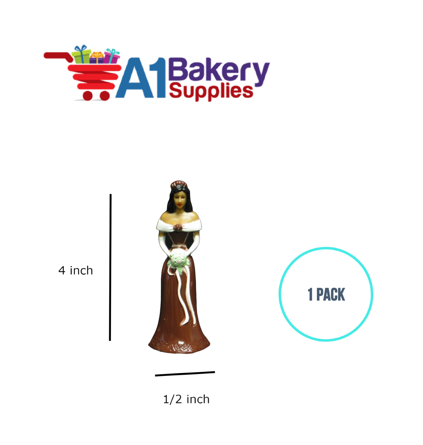 A1BakerySupplies Bridesmaid - Brown - A.A. 1 pack Wedding Accessories for Birthday Cake Decorations and Marriages
