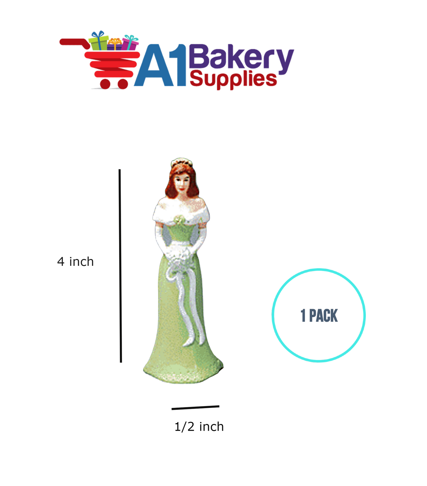 A1BakerySupplies Bridesmaid - Green 1 pack Wedding Accessories for Birthday Cake Decorations and Marriages