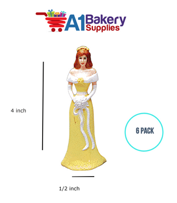 A1BakerySupplies Bridesmaid - Yellow 6 pack Wedding Accessories for Birthday Cake Decorations and Marriages