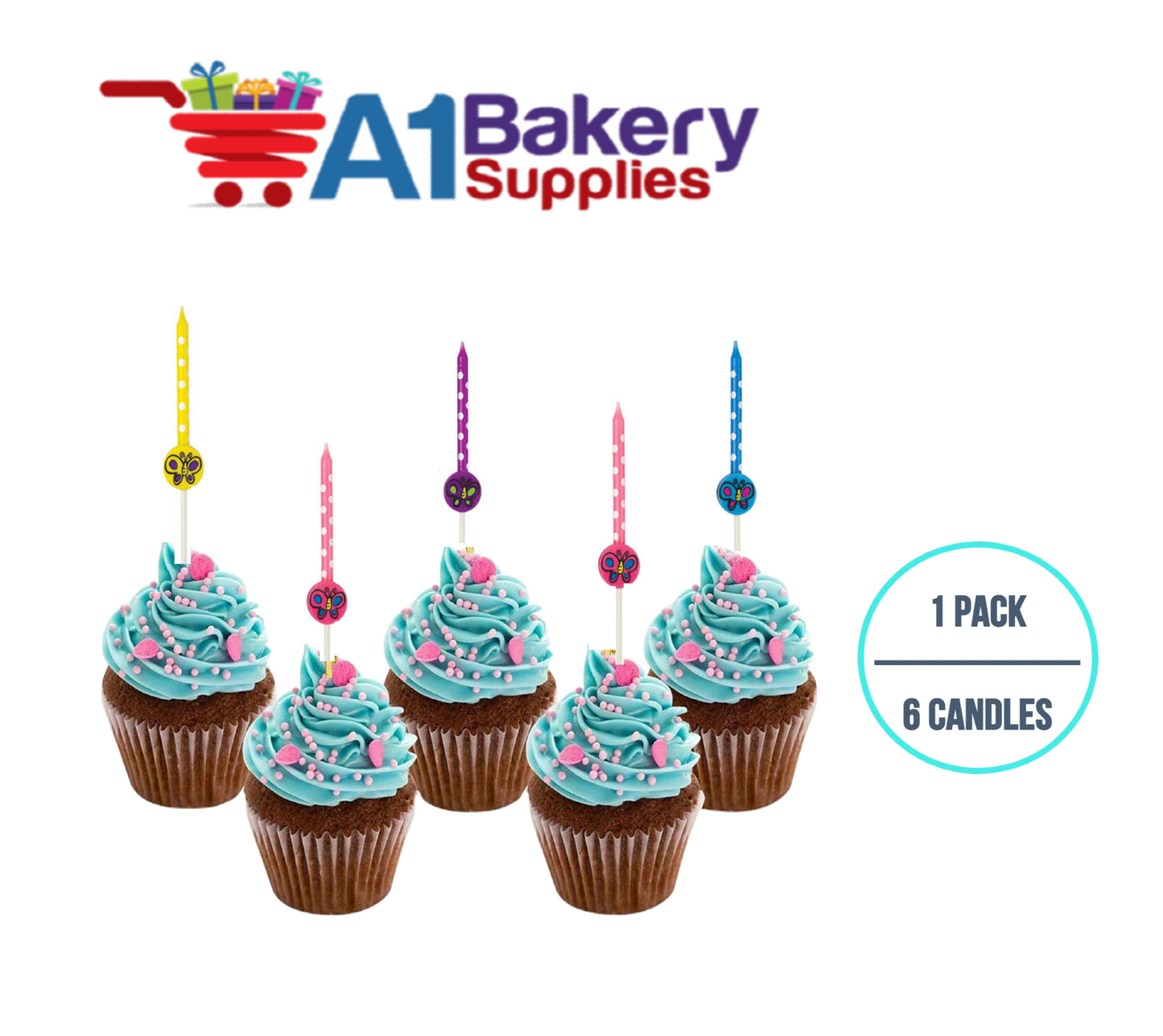 A1BakerySupplies Cake deco Candle Sets - Butterflies 1 pack for Birthday Cake Decorations and Anniversary
