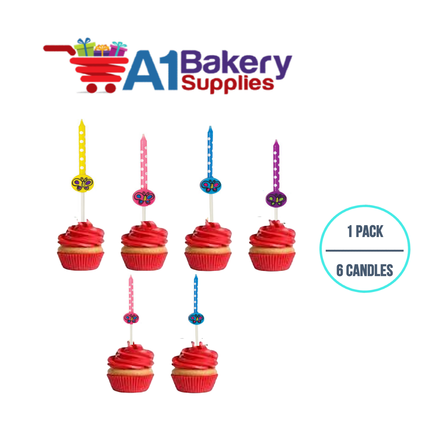 A1BakerySupplies Cake deco Candle Sets - Butterflies 1 pack for Birthday Cake Decorations and Anniversary
