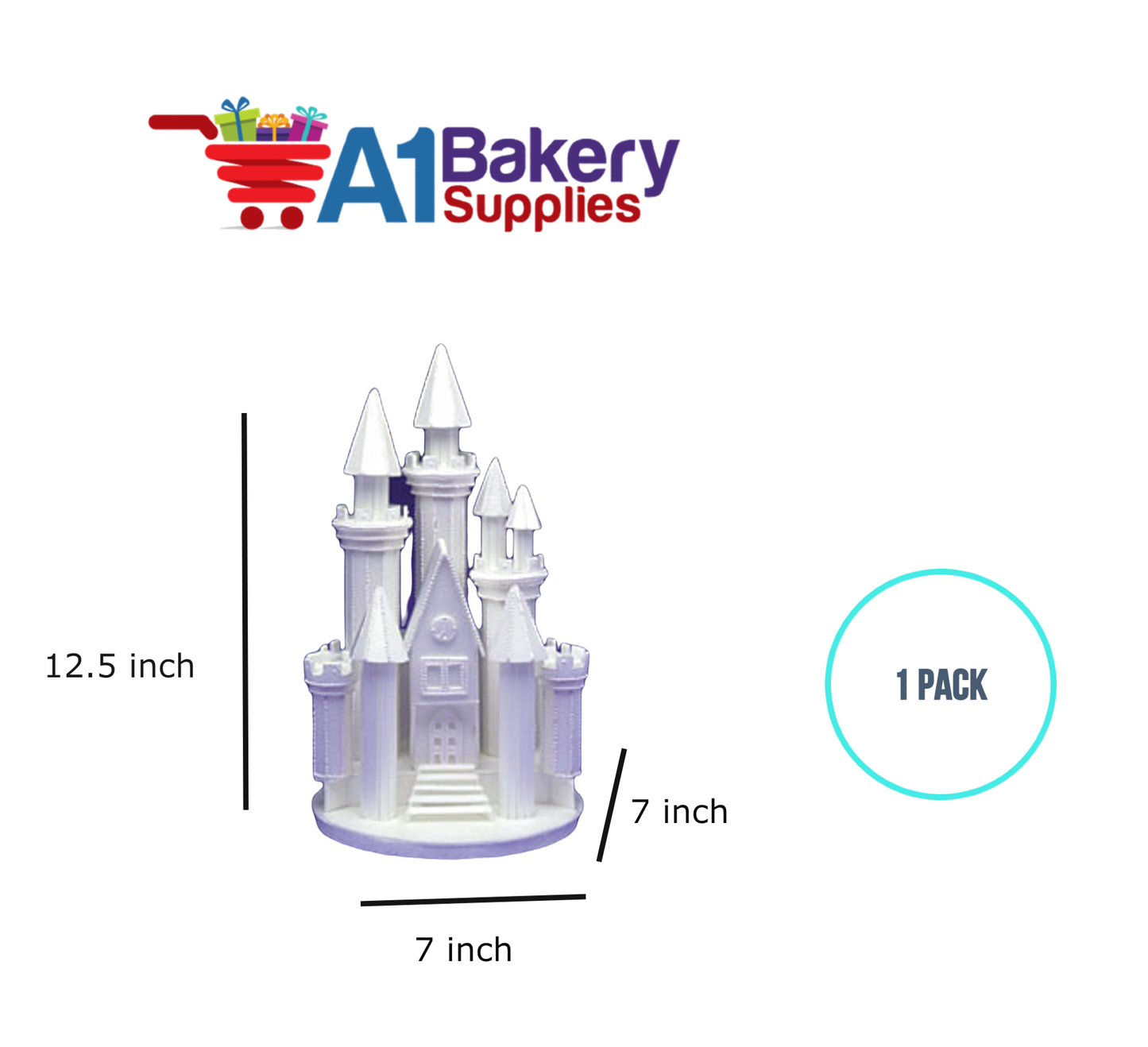 A1BakerySupplies Castle #9 w/Steps - White 1 pack Wedding Accessories for Birthday Cake Decorations and Marriages