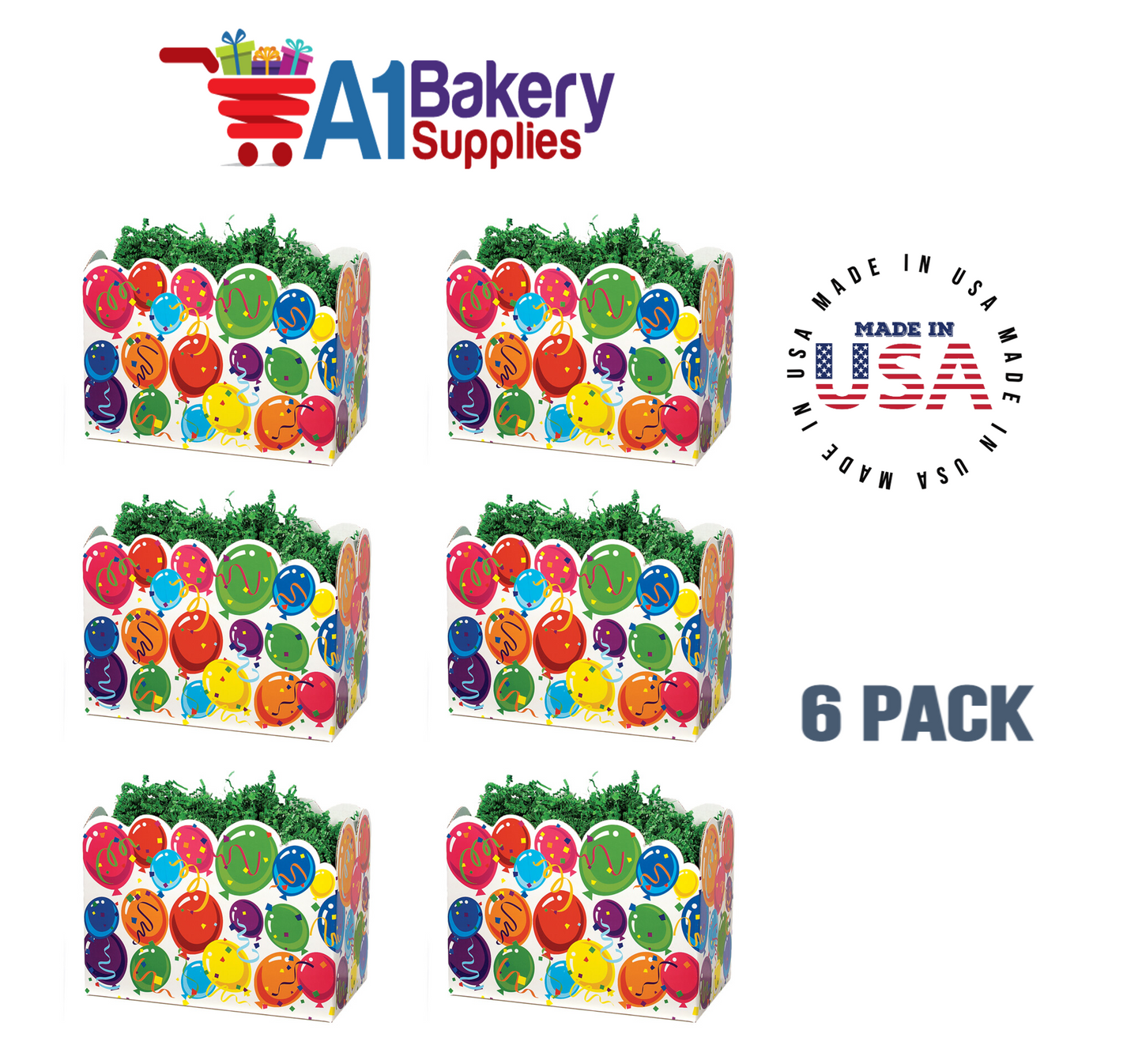 Celebrate Basket Box, Theme Gift Box, Large 10.25 (Length) x 6 (Width) x 7.5 (Height), 6 Pack