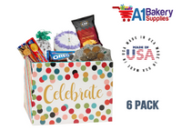 Celebrate Dots Basket Box, Theme Gift Box, Large 10.25 (Length) x 6 (Width) x 7.5 (Height), 6 Pack