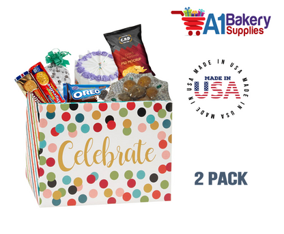 Celebrate Dots Basket Box, Theme Gift Box, Small 6.75 (Length) x 4 (Width) x 5 (Height), 2 Pack