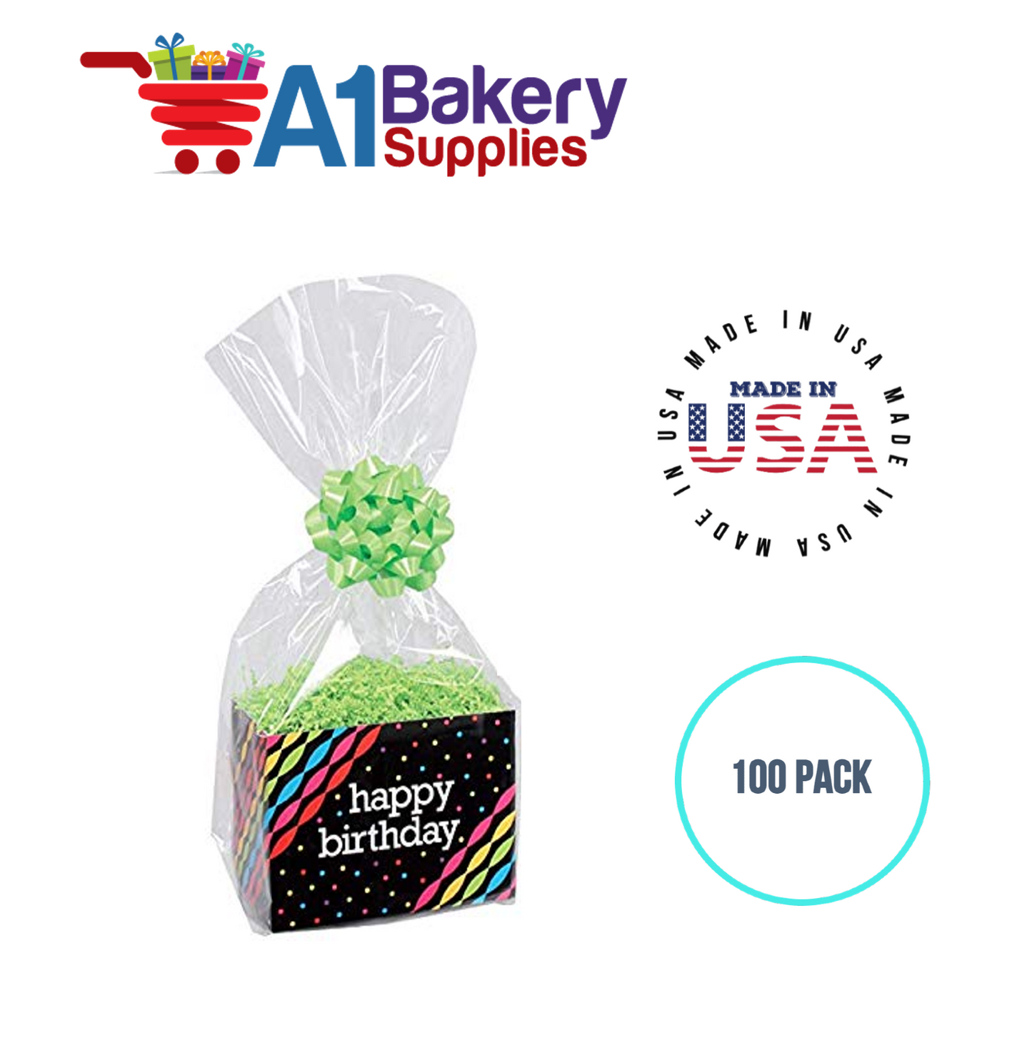 Gusset Basket Size 1.2 MIL BOPP Sealable Cellophane Gift Bags Bags for Gift Packing 5 x 2.5 x 11 Inch, 100 Pack