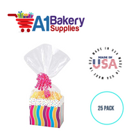 Gusset Basket Size 1.2 MIL BOPP Sealable Cellophane Gift Bags Bags for Gift Packing 5 x 2.5 x 11 Inch, 25 Pack