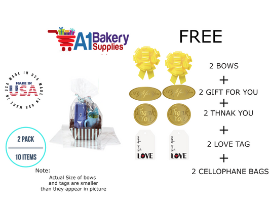 BOPP Sealable Cellophane Bags and Clear Gift Basket Wrap Packaging, 16 in x 24 in, Clear Cello Wrapping for Baby Shower, Wedding Party, or Event Giveaways, 2 Pack