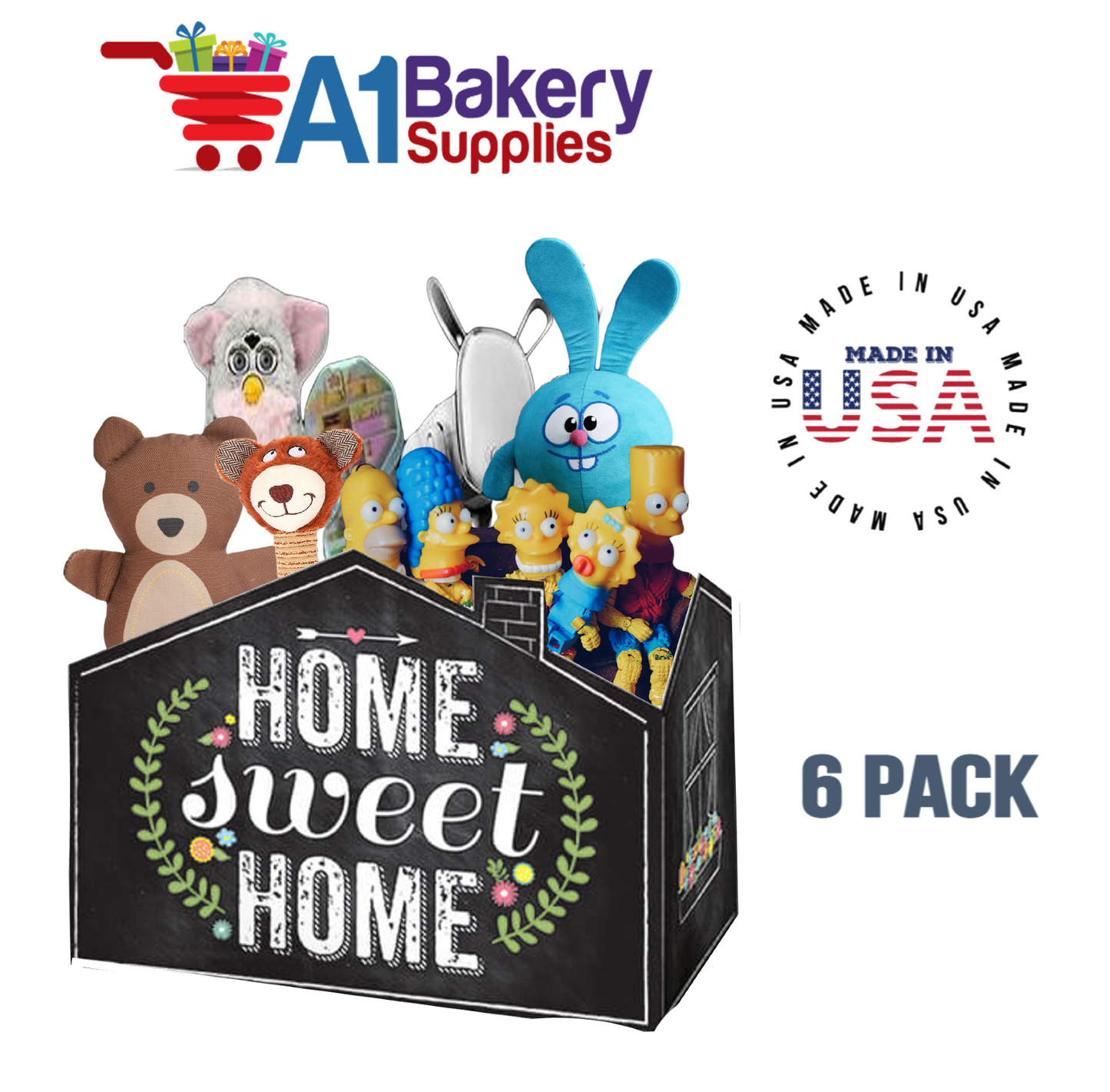 Chalkboard Home Sweet Home Basket Box, Theme Gift Box, Small 6.75 (Length) x 4 (Width) x 5 (Height), 6 Pack